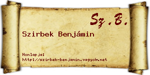 Szirbek Benjámin névjegykártya